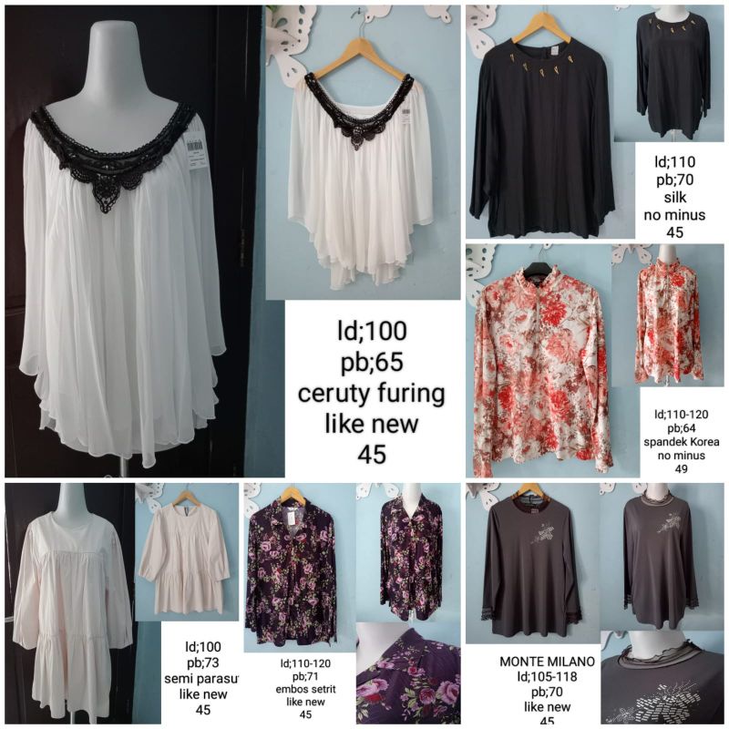salebluse atasan lengan panjang wanita thrift/preloved