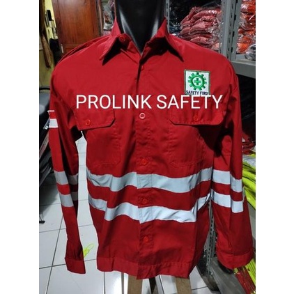 Terlaris KANCING DAN RESLETING WEARPACK BAJU SAFETY SCOTLIGHT 4 CM MERAH BERLOGO K3 Termurah