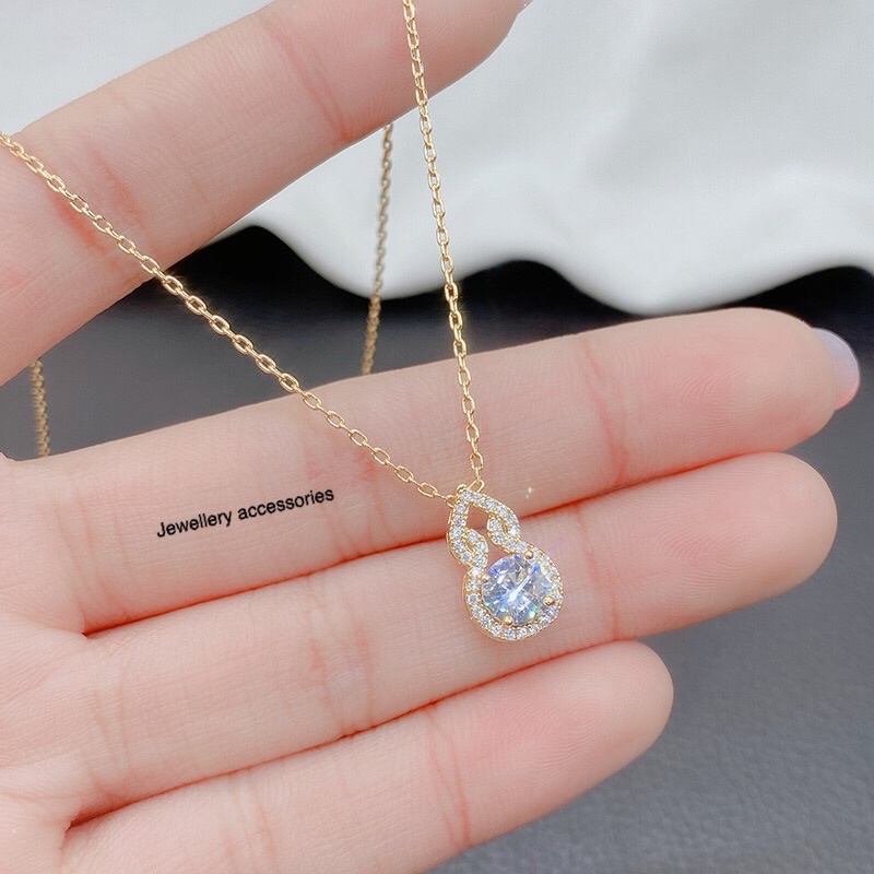 Kalung Titanium Diamond Mata Tanam Korea Elegant Fashion Style