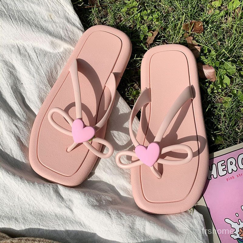 Gadis muda hati sandal jepit sepatu wanita sandal sandal ins anti-slip lucu tepi laut rumah sandal b