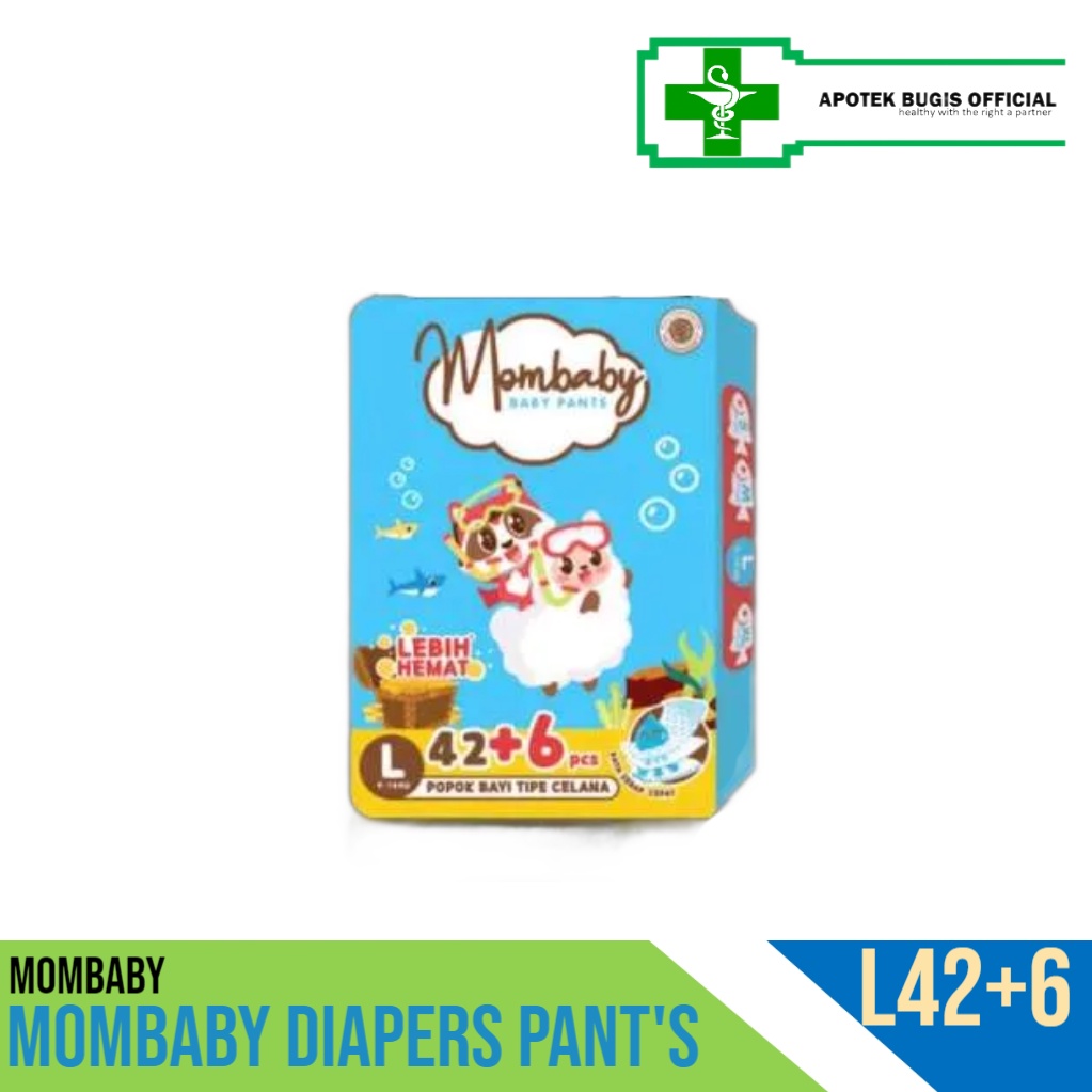 MOMBABY Pants Jumbo Size L42+6 BB 9-12kg Popok Kemasan Jumbo