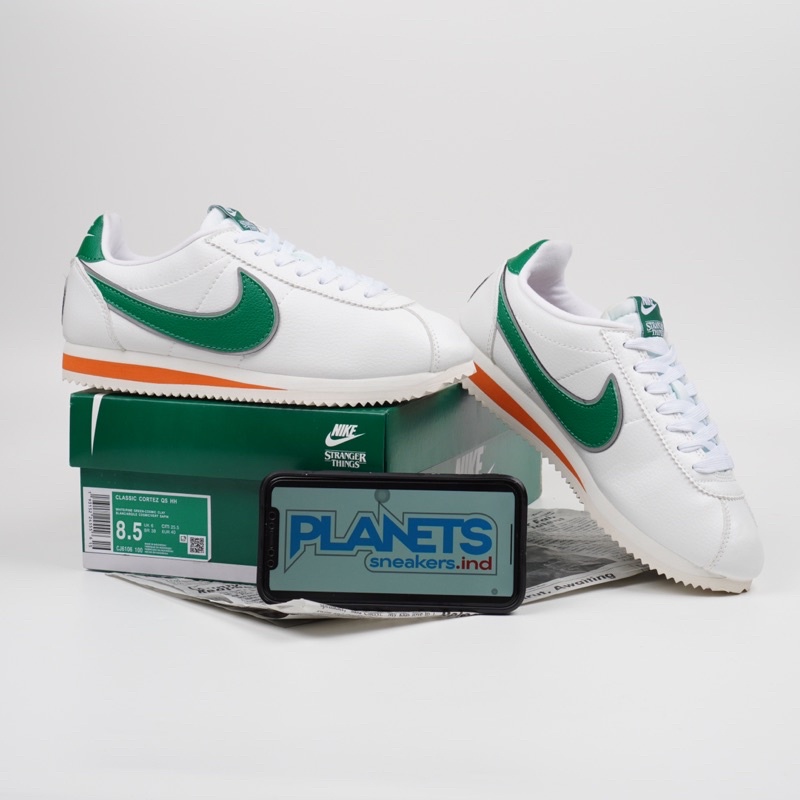 Nike Classic Cortez x Stranger Things Hawkins White Green Putih Hijau Original