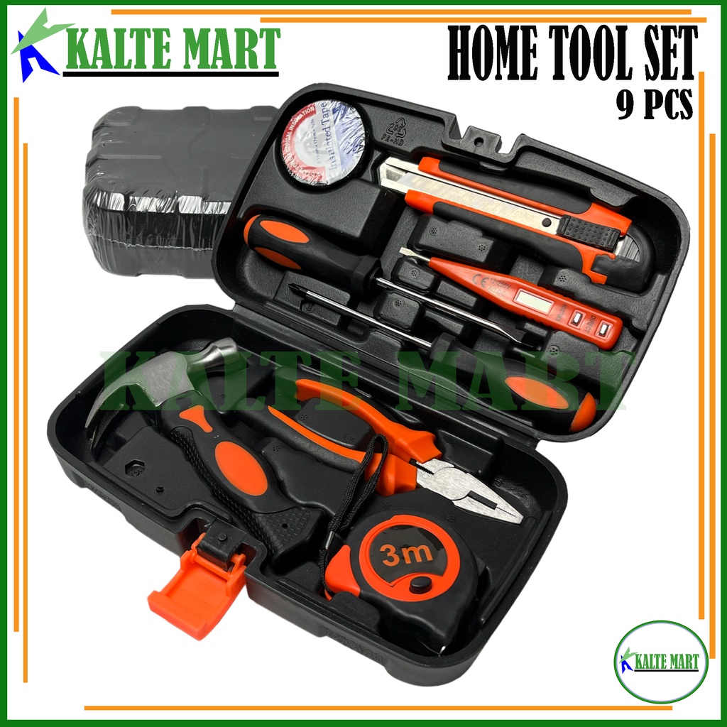 ToolKit Set 9Pcs Tool Box Handtools Box Perkakas Alat Tukang Set 9Pcs tools set perlengkapan rumah, pekakas rumah