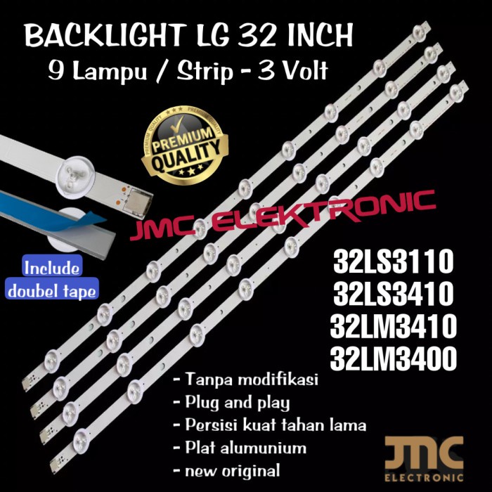 BACKLIGHT TV LED LG 32 INC 32LS3400 32LS3410 32LM3410 32LM3400 32LS 9K OBRAL