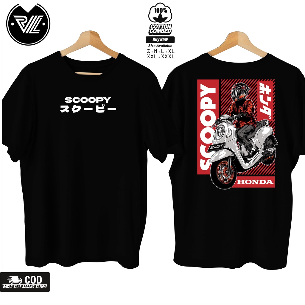 Kaos Motor Scoopy New Red 001/ Kaos Honda Scoopy Otomotif / Kaos Honda Scoopy Modifikasi / Baju Hond