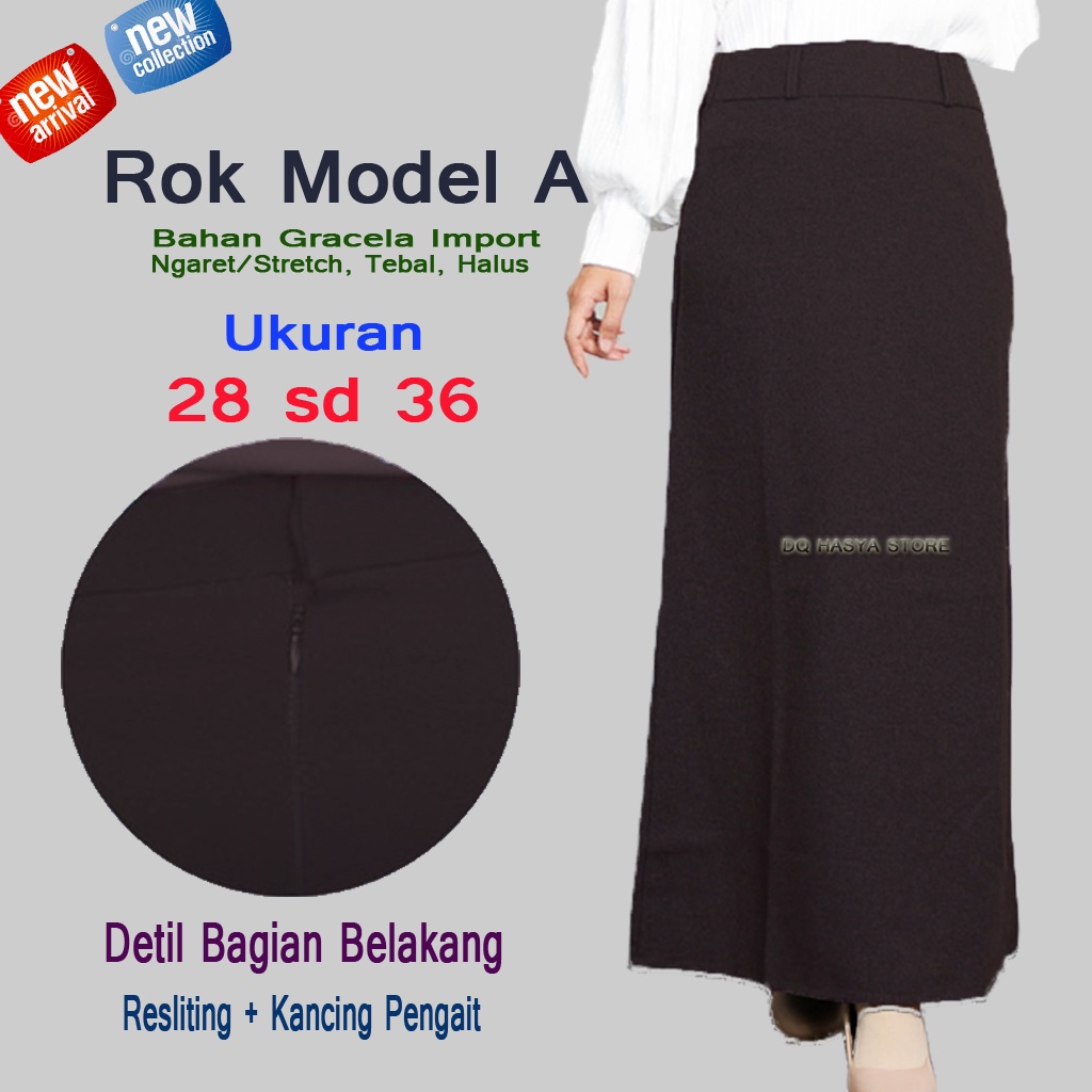 Rok A-Line Panjang Hitam Bahan Wol Karet Model Kerja Formal Kantor / Rok Bentuk A Jumbo