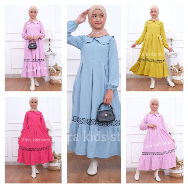 Gamis Anak Perempuan Usia 4-13 Tahun Terbaru Bahan Crinkle Premium