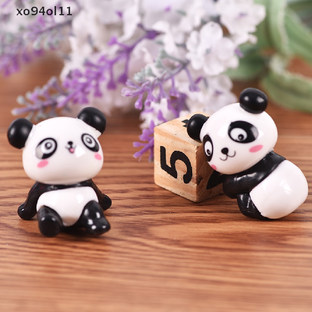 Xo 8pcs /set kawaii panda Hewan home micro fairy garden Patung Miniatur Dekorasi Taman Rumah diy Aksesoris OL