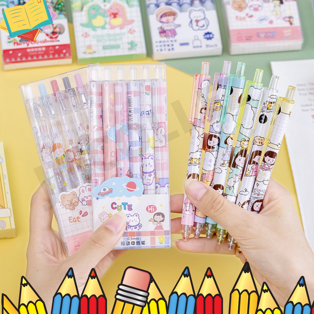 

[JTC] PULPEN/PENA GEL MEKANIK MOTIF KARTUN 0.5MM 1 SET ISI 6 PCS (JT0024)