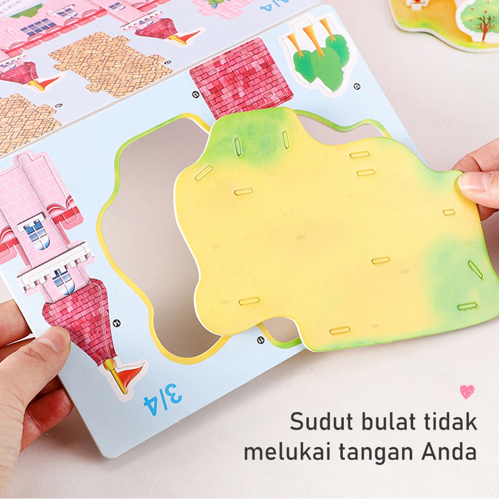 JCHO DIY Mainan puzzle 3D edukasi anak 3D Jigsaw puzzle