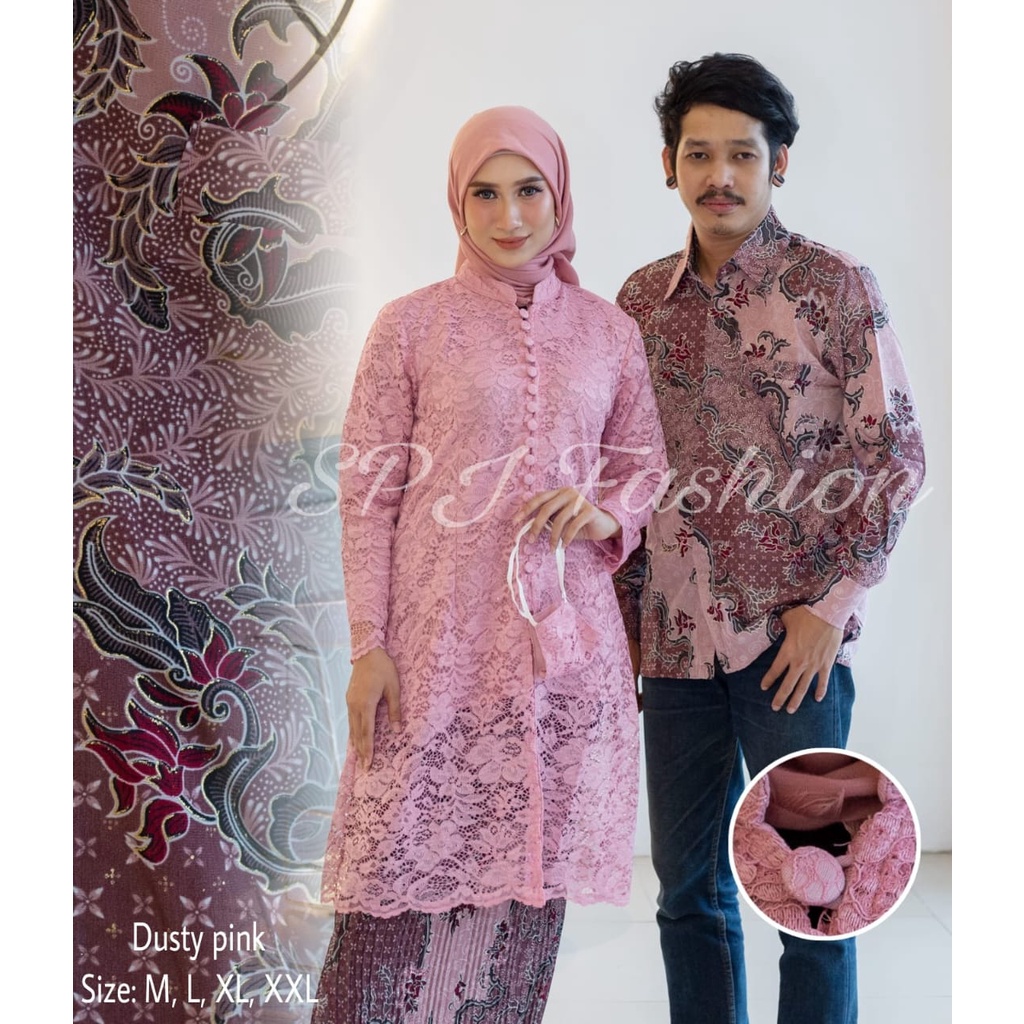 LAUNCHING STELAN KEBAYA TUNIK BROKAT COUPLE BATIK PRIA MODERN/OUTFIT PASANGAN/COUPLE WISUDA/SERAGAMAN PESTA BY SPJ FASHION