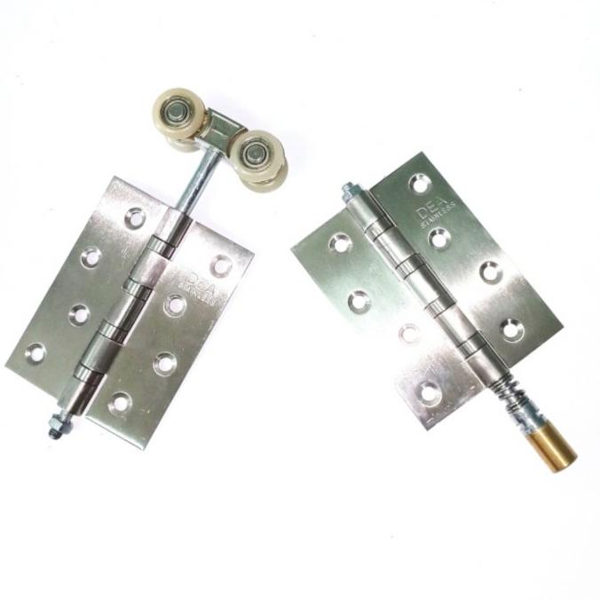 Engsel Pintu Lipat Stainless SUS 304 + Roda Gantung Komplit Set 1set