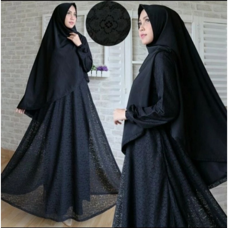 Gamis Syari Brokat / Gamis Hitam Umroh