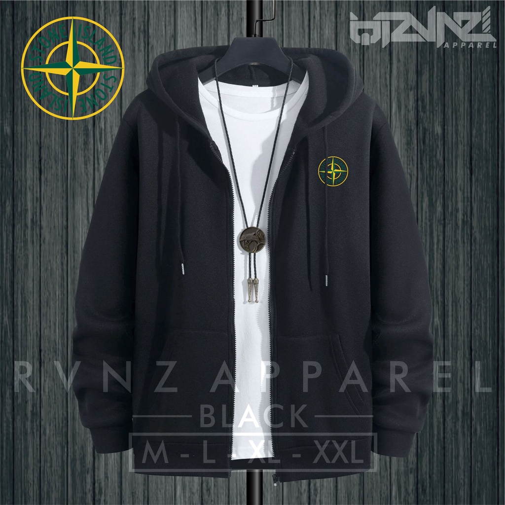 TERMURAH COD Jaket Sweater Hoodie Zipper Distro Pria STONE ISLAND Model Terbaru Kekinian Best Seller