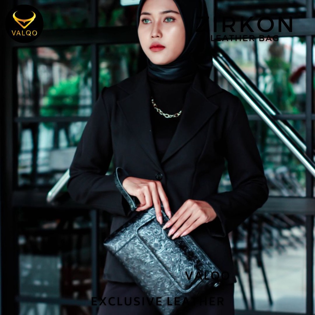 [VALQO] ZIRKON Tas kulit sapi Clutch Kulit Tas Wanita Bisa jadi tas dan Pouch Kulit Tas Tangan