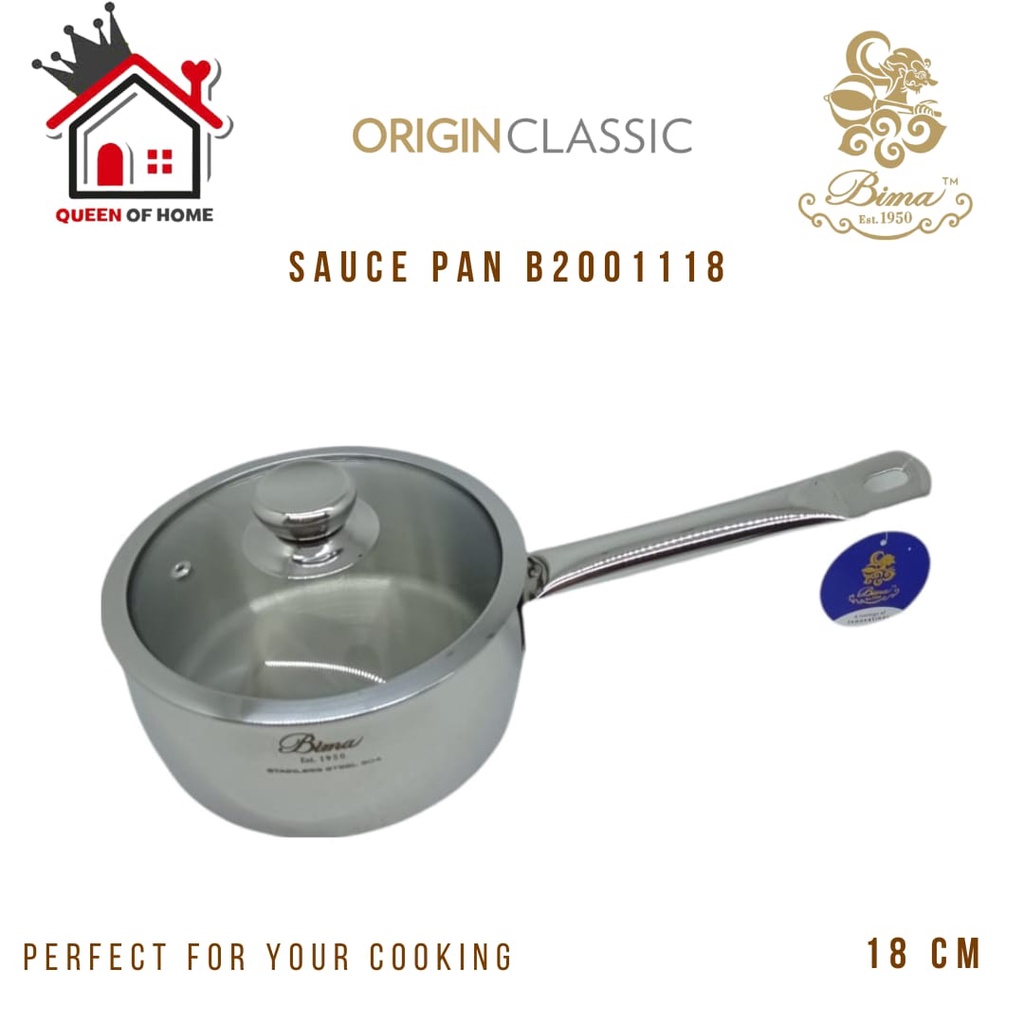Bima Origin Classic Sauce Pan 18cm 2,3L Sus 304 B2001118 Panci Stainless