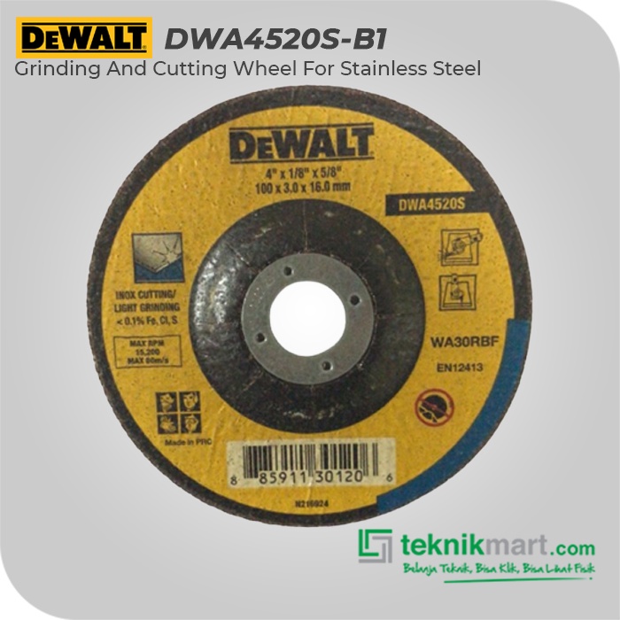 Dewalt Mata Potong & Gerinda untuk Stainless Steel 100mm DWA4520S