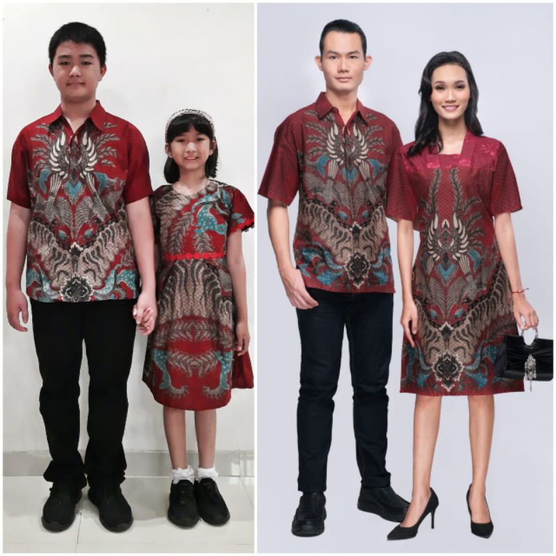 Sarimbit Batik Dress/ Batik Family Set/ Dres Batik Jumbo IMLEK merah CHEONGSAM ORCHID baju anak kemeja pria jumbo XXXL VIVO POLA/ Dres Busui/ Dress Menyusui/ Dress Batik Busui Friendly/ Batik Merah