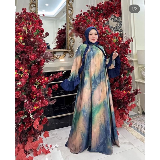 gamis silk abstrak original SHELLASAUKIA