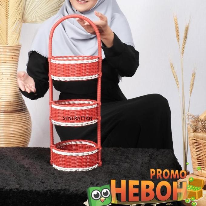 Tempat Keranjang Bawang Bumbu Rotan Sintetis Susun 3 Senirattan