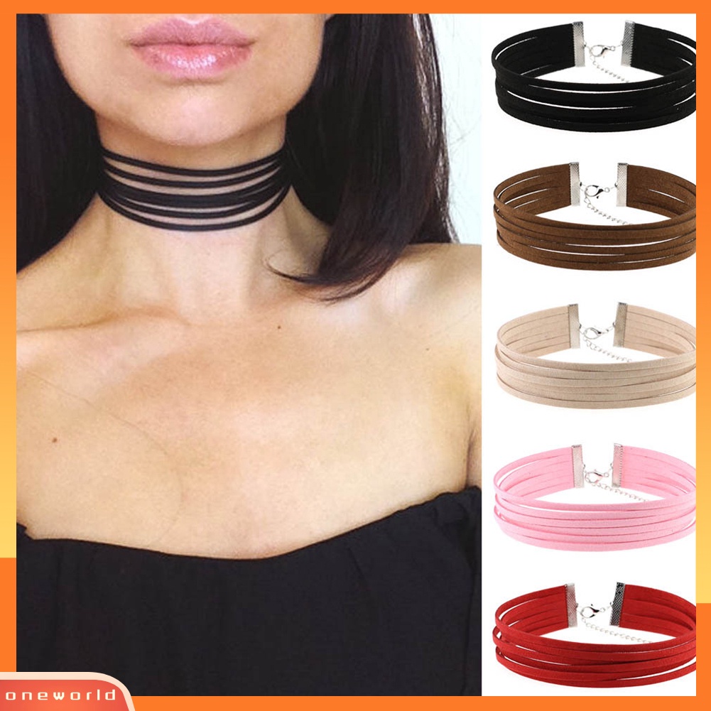 [WONE] Gothic Multilayer Choker Lobster Clasp Gothic Party Club Pub Kalung Wanita