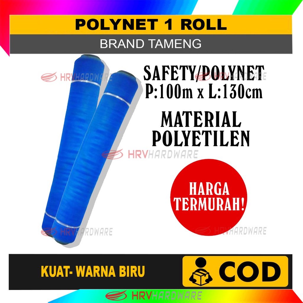 Jaring Pengaman Polynet ROLLan 1,3 Mtr x 100 Mtr Jaring Biru Net Safety Konstruksi Bangunan