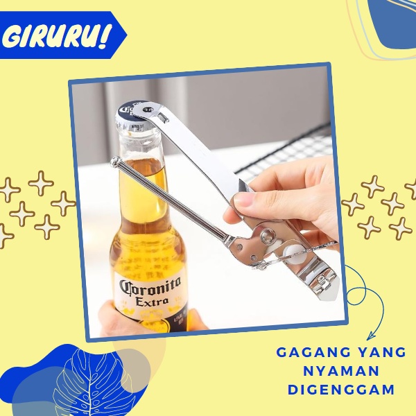 PEMBUKA TUTUP KALENG 3 IN 1 / PEMBUKA TUTUP KALENG SERBAGUNA / CAN OPENER 3 IN 1 / PREMIUM BEST SELLER ALAT PEMBUKA KALENG DAN TUTUP BOTOL GAK PAKE RIBET / PEMBUKA BOTOL/KALENG MULTIFUNGSI IMPORT MURAH / can opener pembuka kaleng diputar / Bukaan Tutup