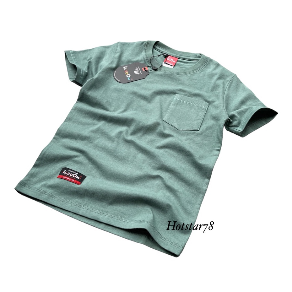 hizoOM Baju Kaos Oblong Polos Anak cowok / cewek Usia 1-12 Tahun Bahan Katun Warna Mineral Green