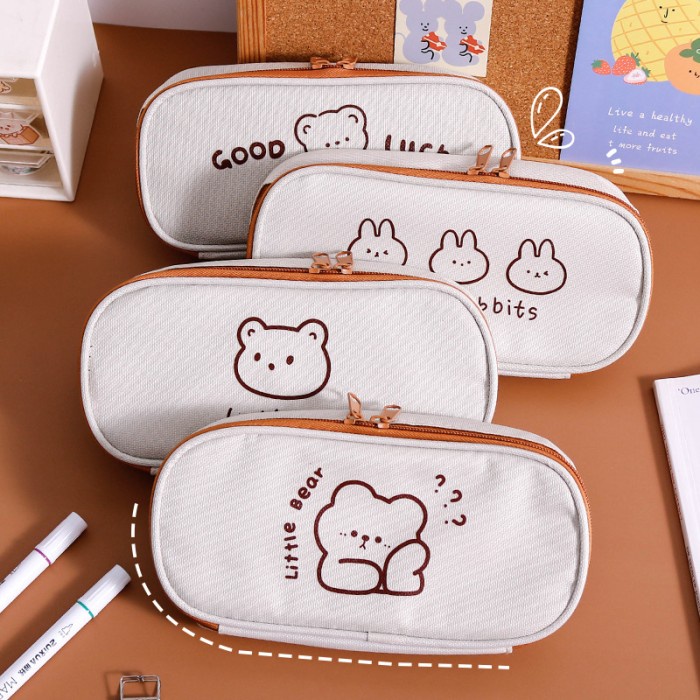 

Tempat Pensil Tempat Pensil Bear Kotak Kanvas Kapasitas Besar Pencil Case Canvas