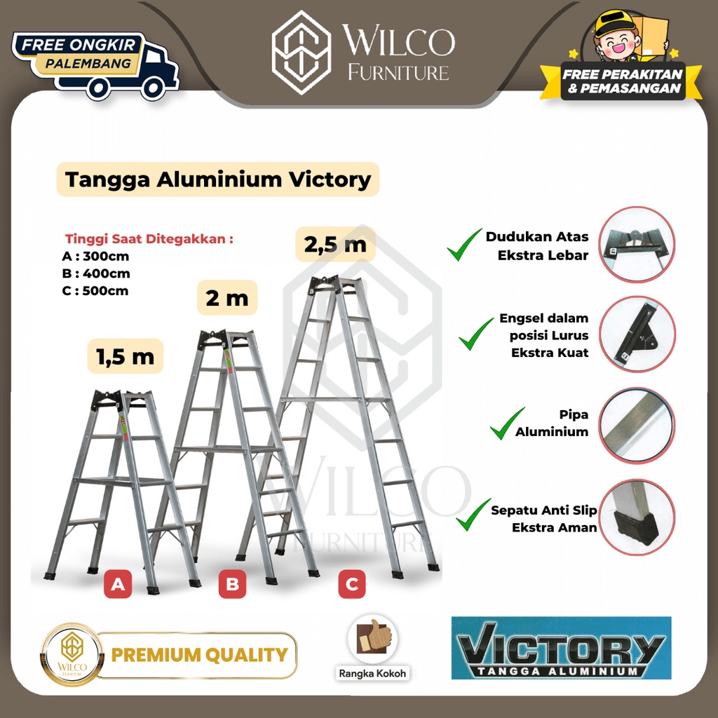 Tangga Lipat Aluminium Victory / Tangga Aluminium 1 Sampai 2 Meter - 1,5 meter