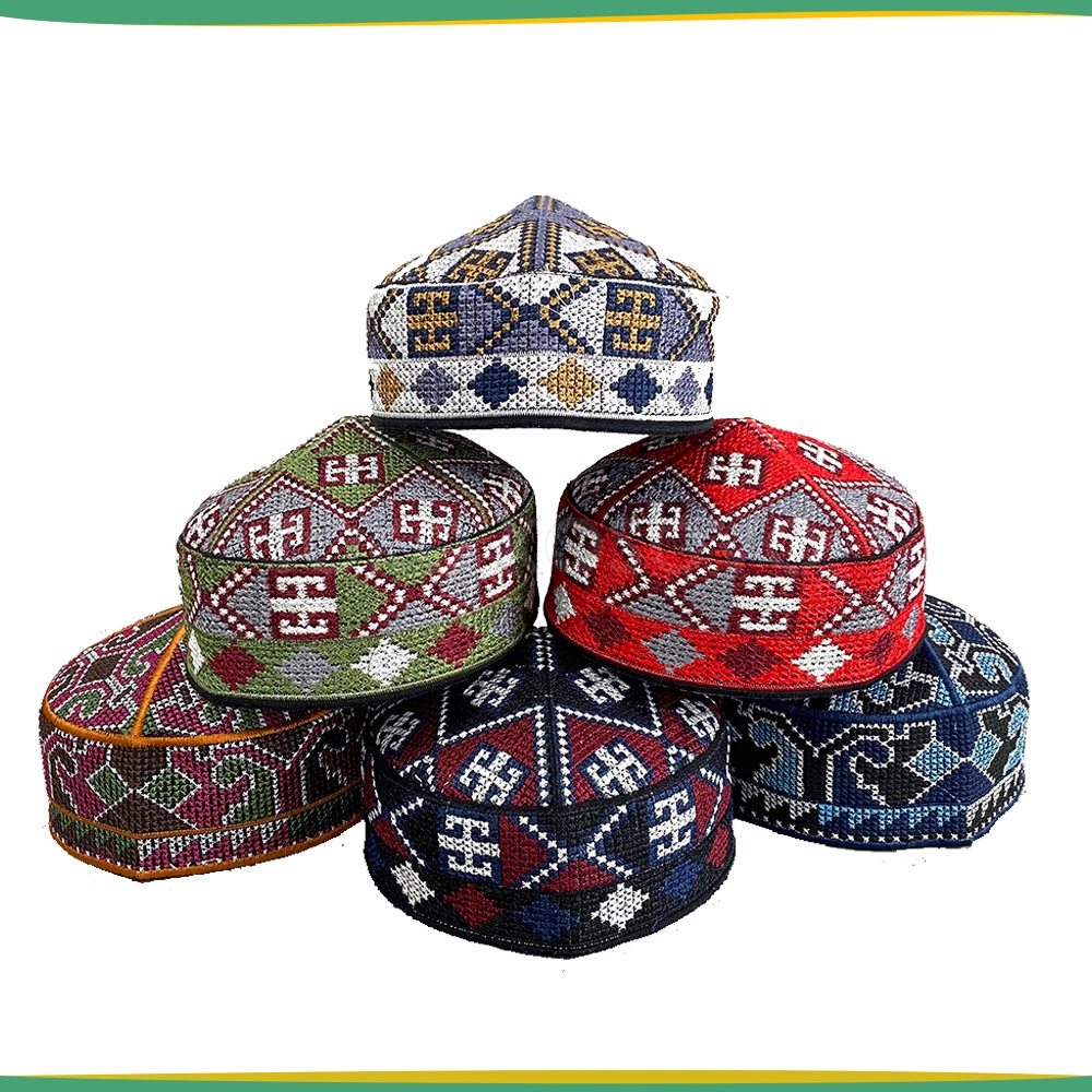 GROSIR (10 Pcs) Peci PAKISTAN Motif Ovais Cap Bordir Kopiah Haji Sholat Santri Pria Dewasa Anak Laki Kopyah Bulat Solat Pesantren Hitam Putih Kopeah Murah Ori Original Polos Model Songkok Malaysia Oman Assagofah Terompah Turki Mesir Madinah NU Paket Usaha