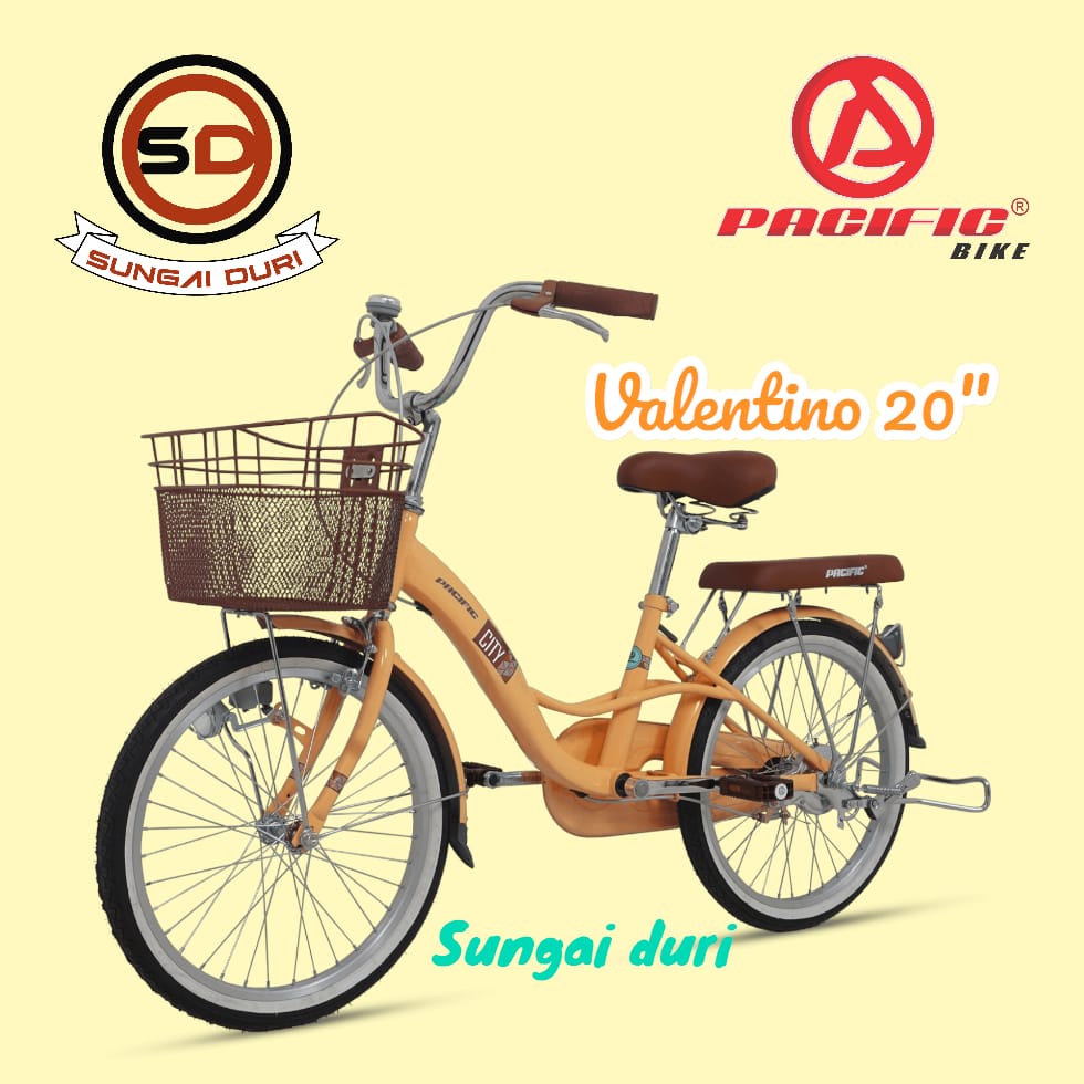 sepeda anak cewek 20 inch sepeda mini keranjang pacific valentino