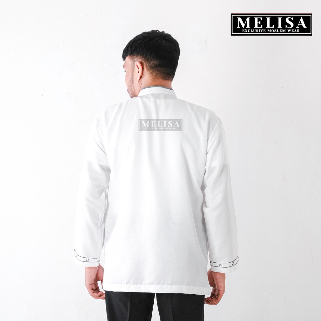 baju koko pria lengan panjang bahan poli katun warna putih tulang size M L XL Baju Koko Lengan Pendek Baju Koko Fashion Muslim Pria Dewasa Terbaru
