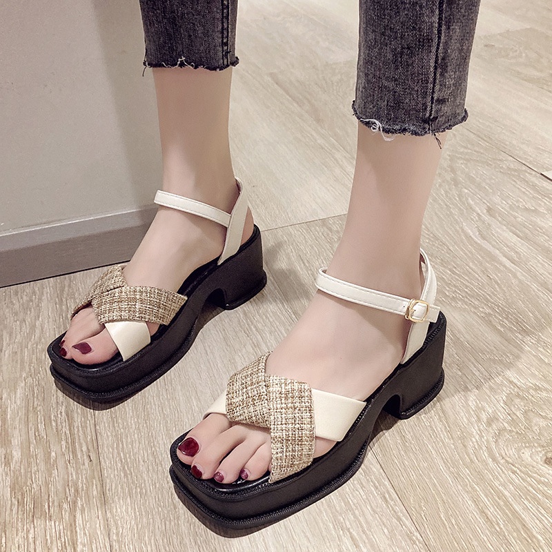 COD POS 1283 Sandal Wedges Tali Fashion Wanita Import