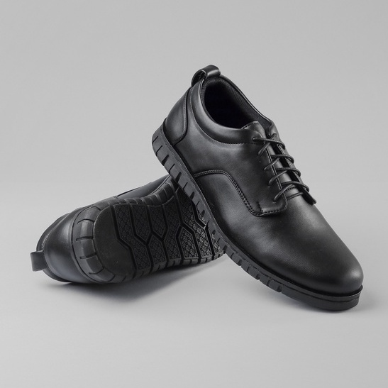 AUSTIN BLACK - Sepatu Formal Pria Casual Kerja Kantor Pantofel Hitam Pria Tali Kulit Kasual Original