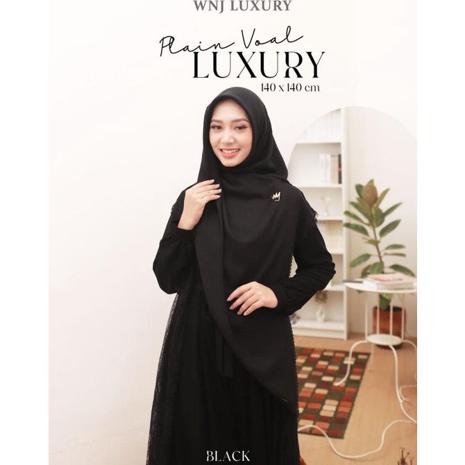 Plain Voal Luxury WNJ Jilbab Hijab Segiempat Polos 140*140 Jumbo Syari