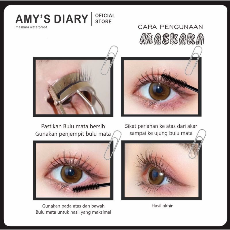 [BPOM] Maskara Amy's Diary hitam 3D maskara waterproof pelentik bulu mata