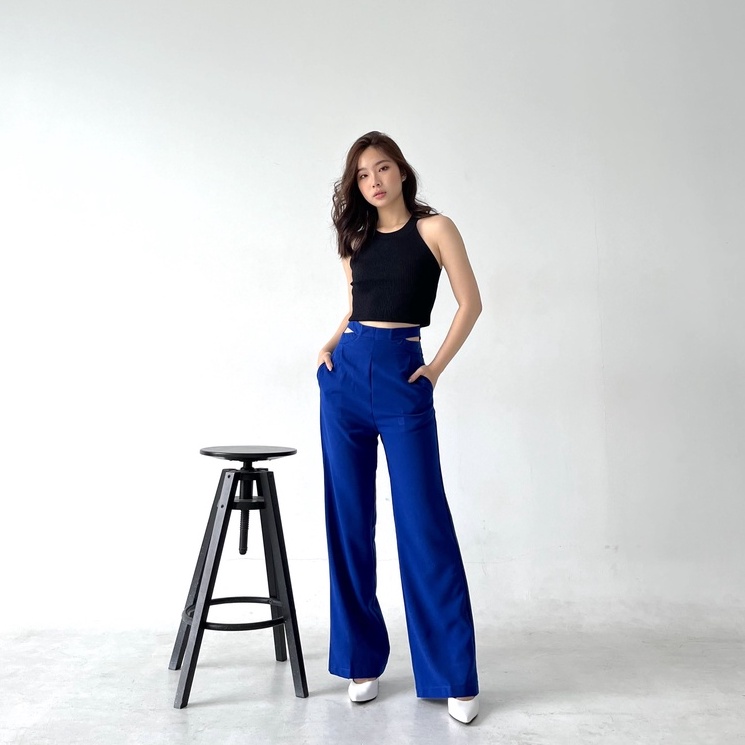 Beryl Cut Out Pants / Celana Cut Out Wanita / Hight Waist Korean Pants