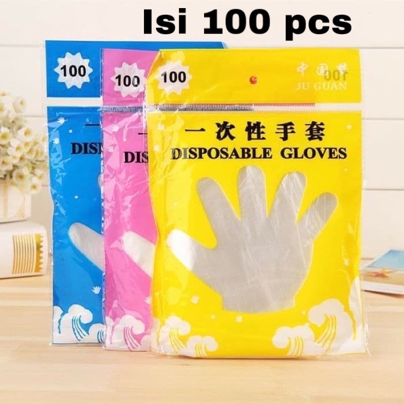 Sarung Tangan Kemasan Plastik isi 100pc Disposable Plastic Gloves