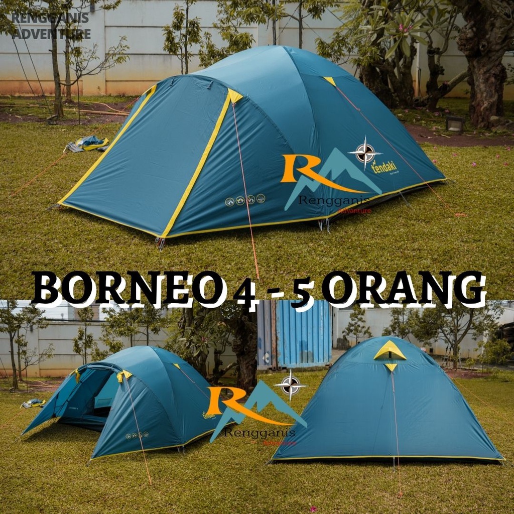 Tenda Camping Tendaki Borneo 4 - 5 Orang PU 3000 MM Kapasitas 4 Orang Family