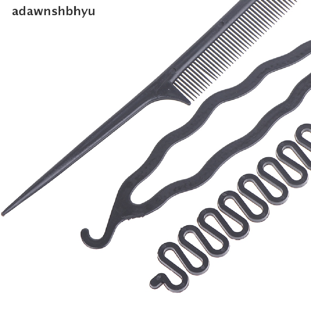Adawnshbhyu 6pcs /set Alat Mengepang Gaya Rambut Tarik Melalui Rambut Disk Rambut Sisir Rambut ID