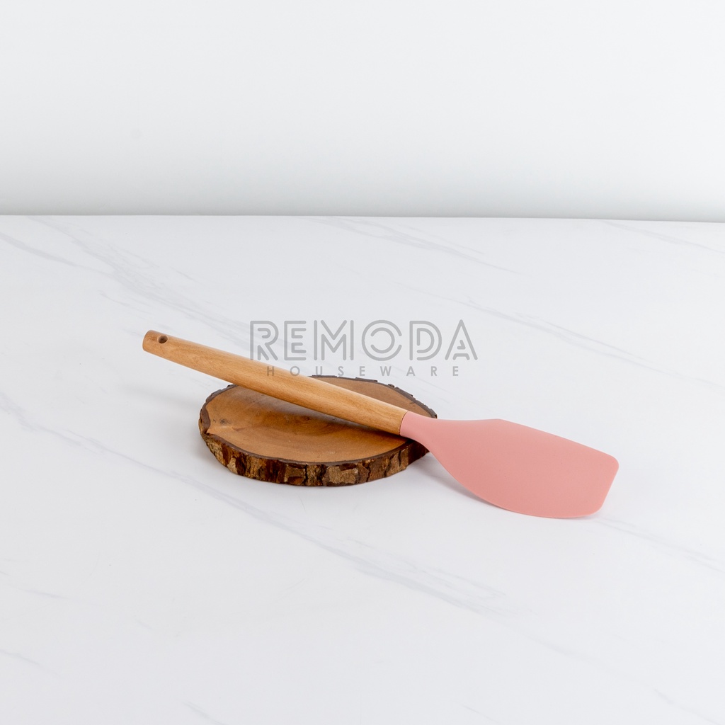 [Remoda] Spatula / Sodet / Sutil Lengkung | Ladle Silicone Gagang Kayu