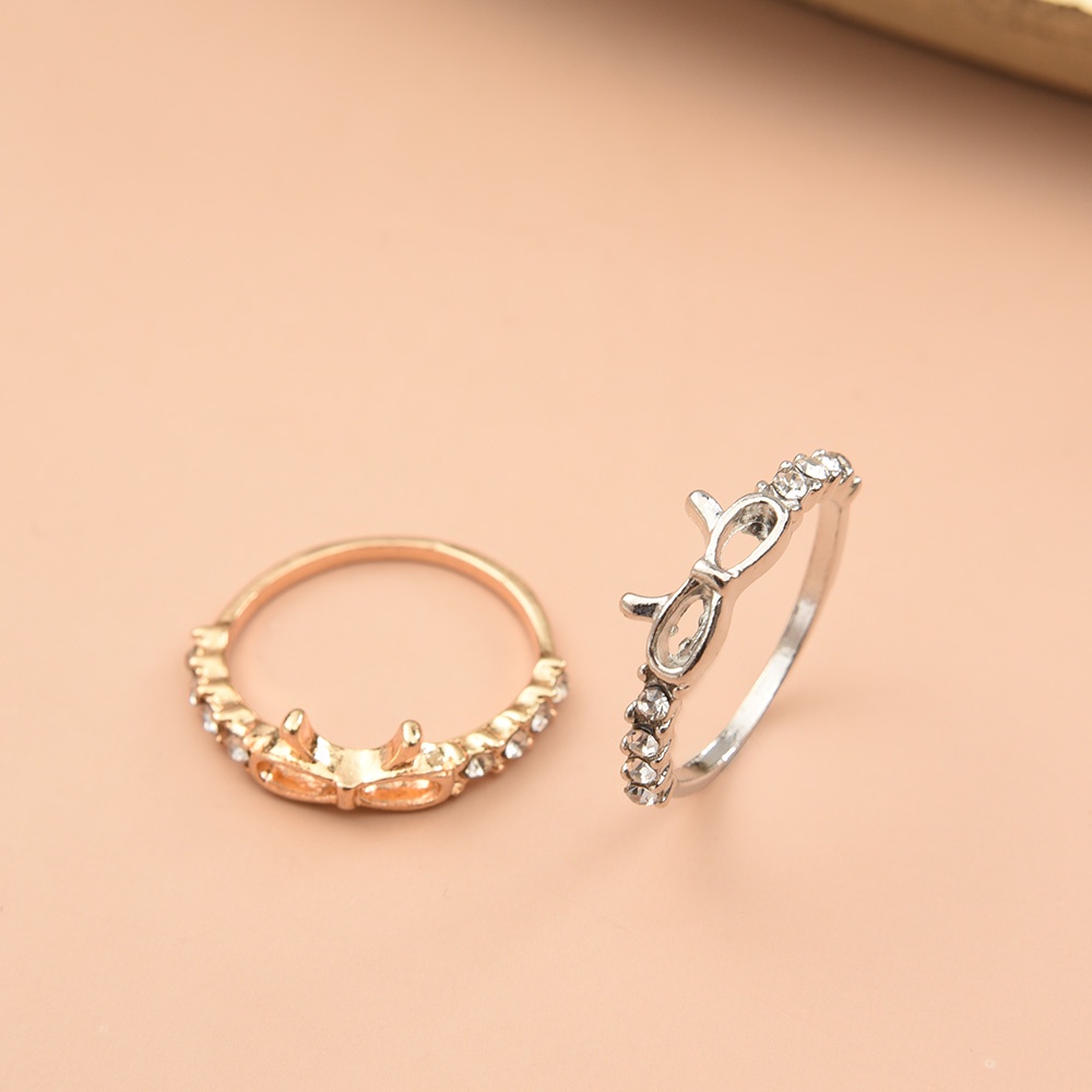 Hadiah Yang Indah Halus Tipis Elegan Busur Jari Cincin Fashion Perhiasan Sederhana Bertatahkan Zirkon Pesta Pernikahan Rings Wanita Adjustable Open Ladies