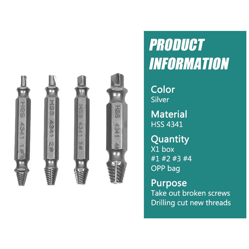 PEMBUKA SEKRUP BAUT RUSAK / BROKEN SCREW EXTRACTOR 4 PCS
