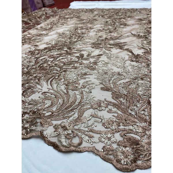 Kain  Tile Payet SEQUIN Spangkle premium / Tile Bordir tebal mewah / Brokat Kebaya