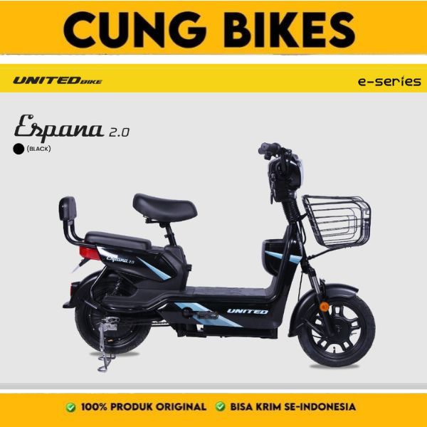 Sepeda Listrik Espana by United Bike Electric Bike, keyless, Keranjang besi bergaransi resmi