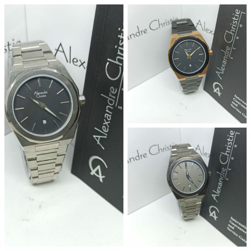 Jam Tangan Pria / Wanita Alexandre Christie 8600 AC8600 AC 8600 Tali Besi / Stainless steel