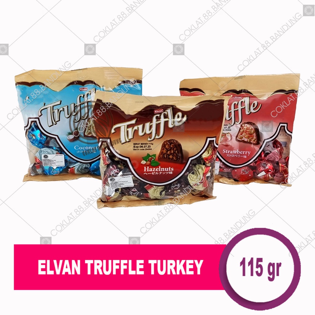 

Cokelat Elvan Truffle 105g – Rasa Hazelnut & Strawberry | Coklat Snack Turki Premium