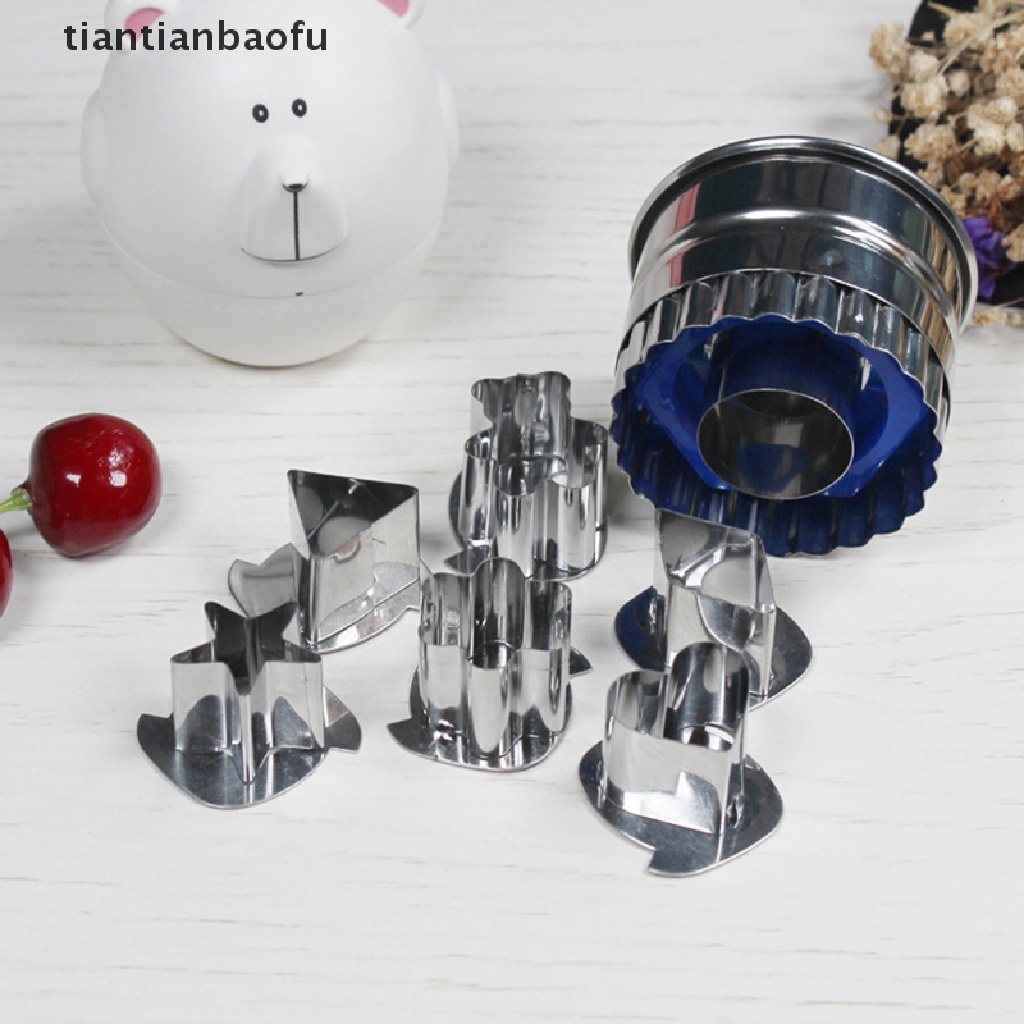 7 Pcs / Set Cetakan Pemotong Kue / Biskuit Model Tekan Bahan Stainless Steel