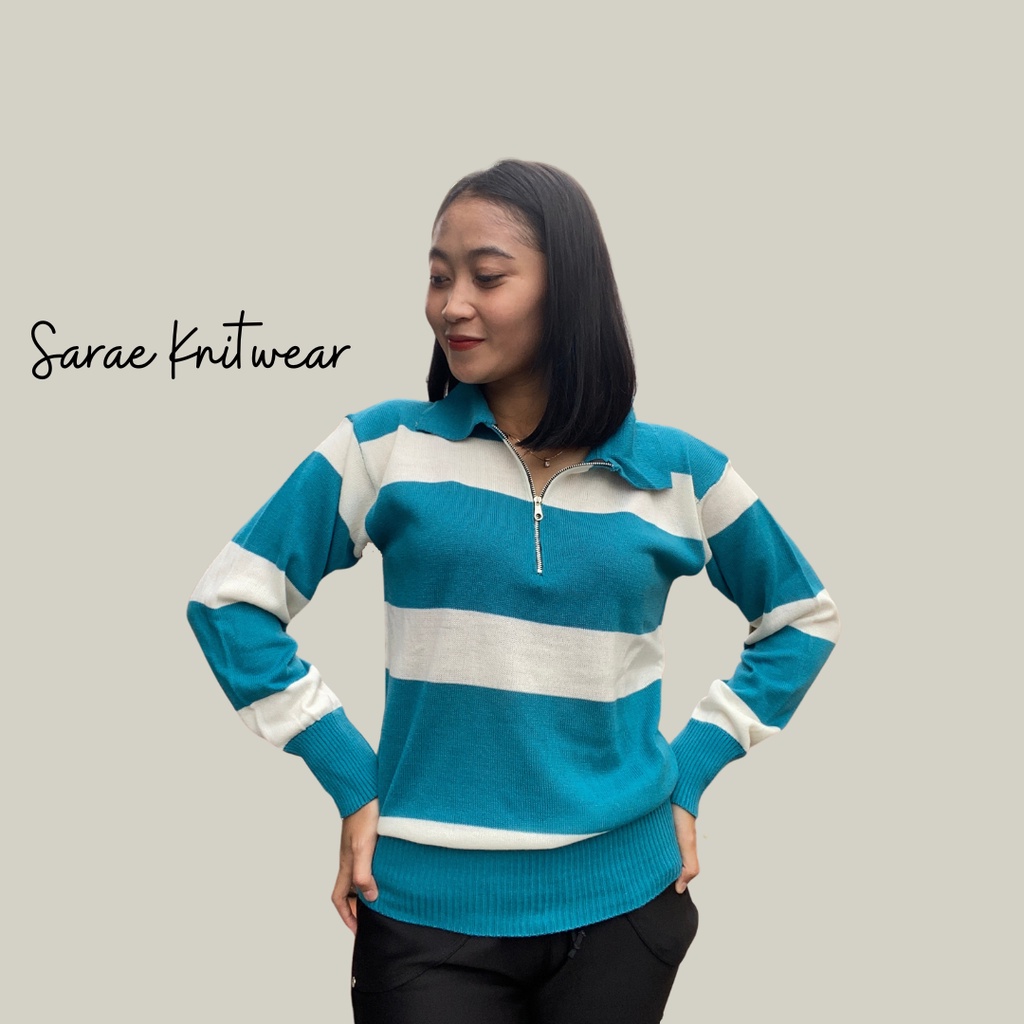 Chaera Sweater Rajut Wanita Stripe Top Knit Premium Murah Halus COD Free Ongkir